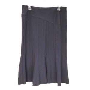 Yansi Fugel Pleated Midi Knee Length Skirt Stretchy A-Line Black Womens Size 8